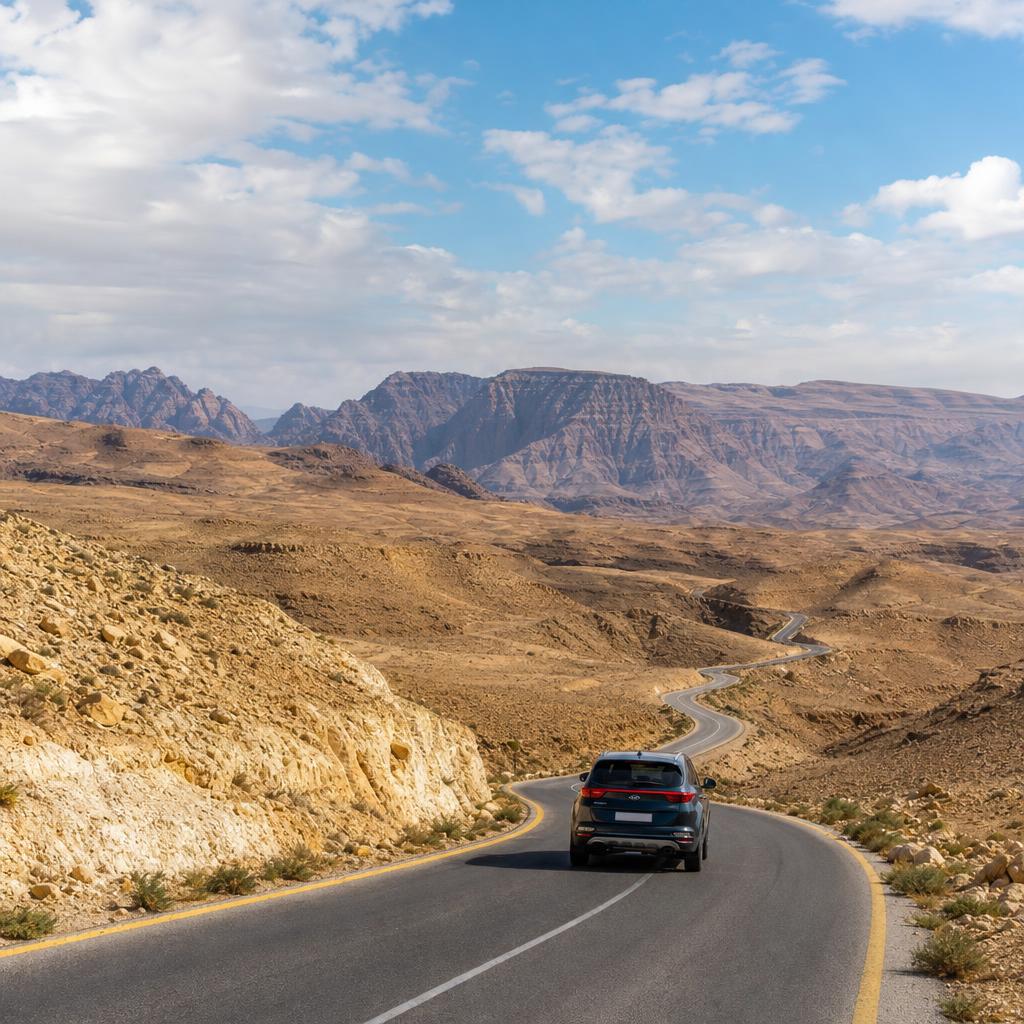 Scenic road travel through Jordan without renting a car